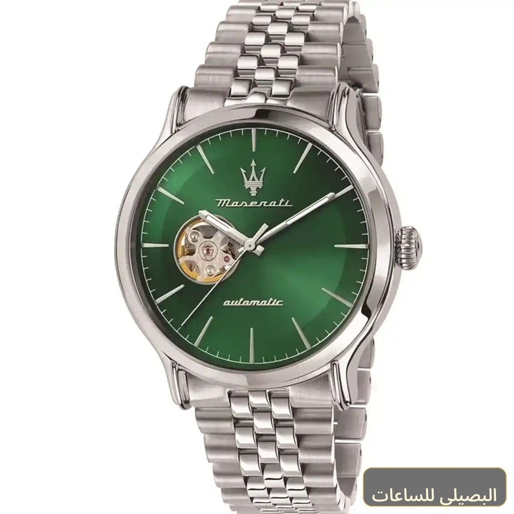 ساعة مازيراتي أوتوماتيك للرجال R8823118010 بمينا أخضر وسوار فضي