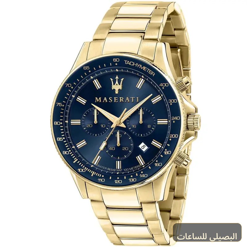 ساعة مازيراتي سفيدا رجالي R8873640008 بسوار ستانلس ستيل ذهبي