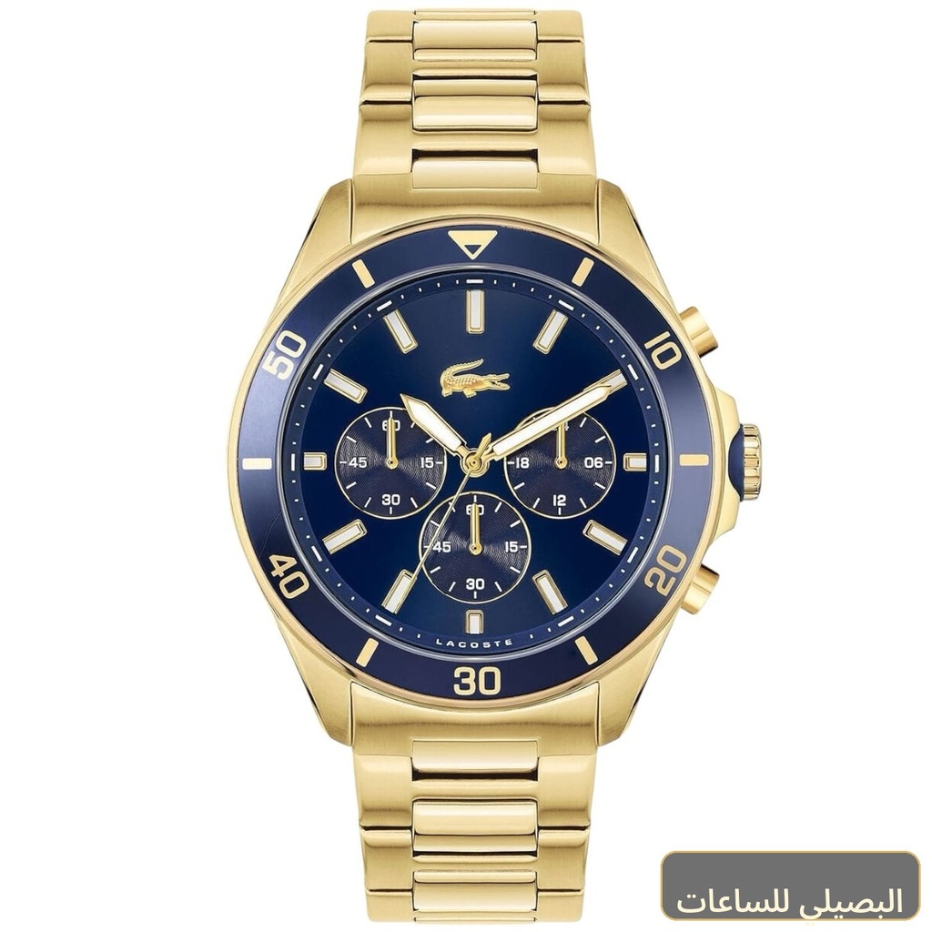 [56962] ساعة لاكوست تايبكير رجالي 2011151 بمينا أزرق وسوار ذهبي
