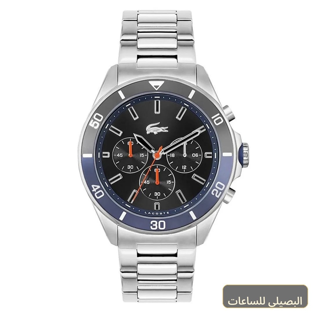 [56957] ساعة لاكوست تايبكير رجالي بمينا أسود وسوار فضي 2011155