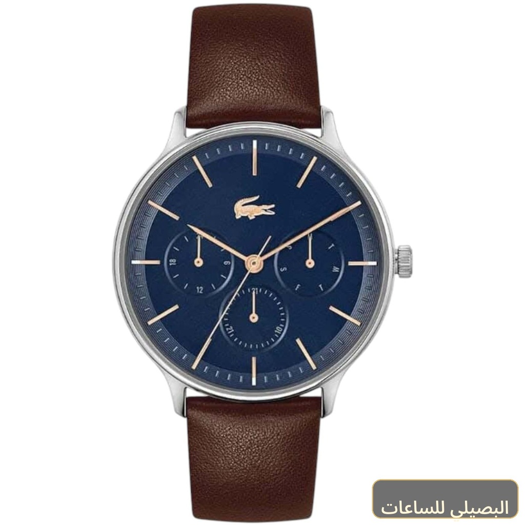 [56942] ساعة لاكوست رجالي 2011227 بمينا أزرق وسير جلد بني