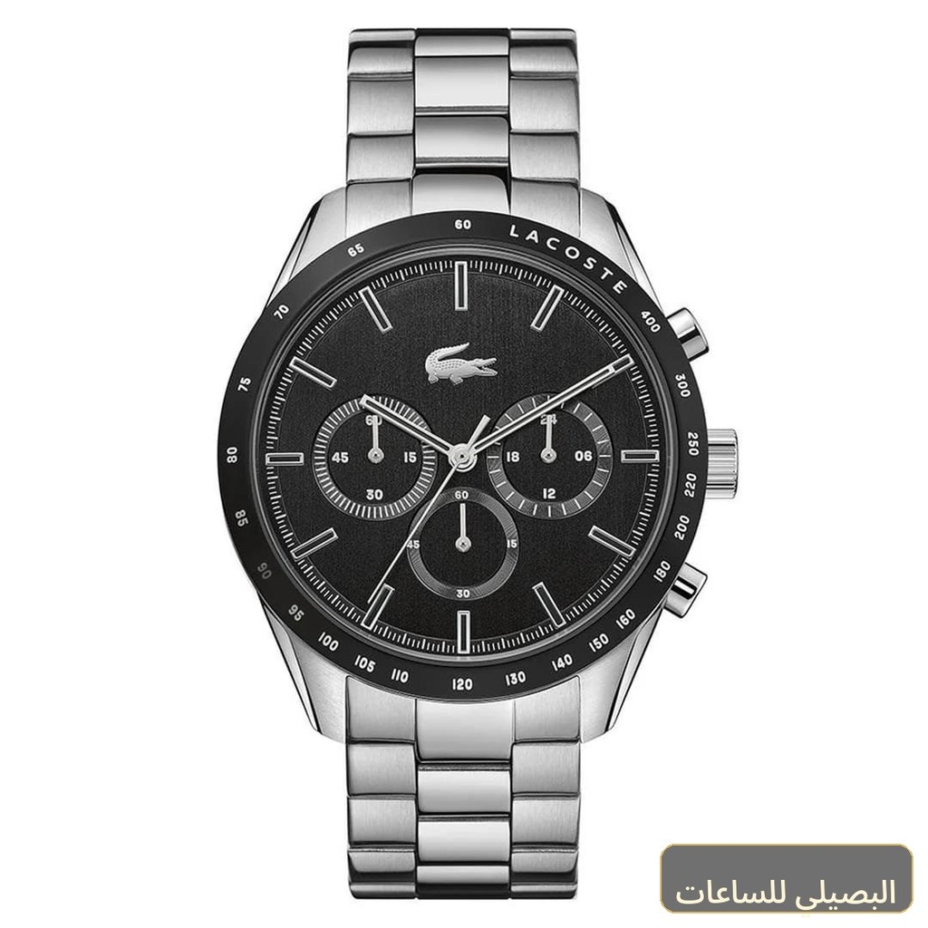 [56864] ساعة لاكوست بوسطن رجالي بسوار فضي ومينا أسود 2011079