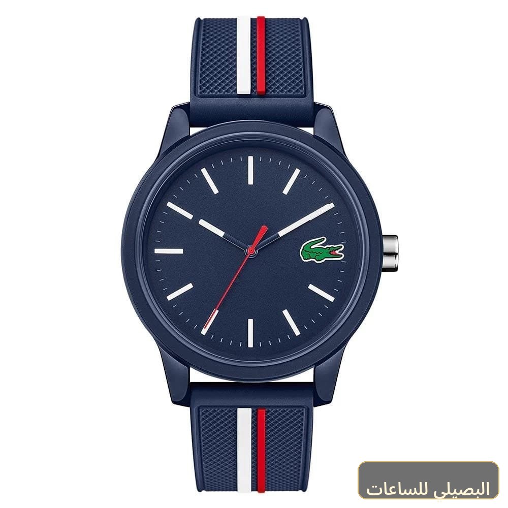 [56851] ساعة لاكوست L12.12 رجالي بمينا وسير سيليكون باللون الأزرق