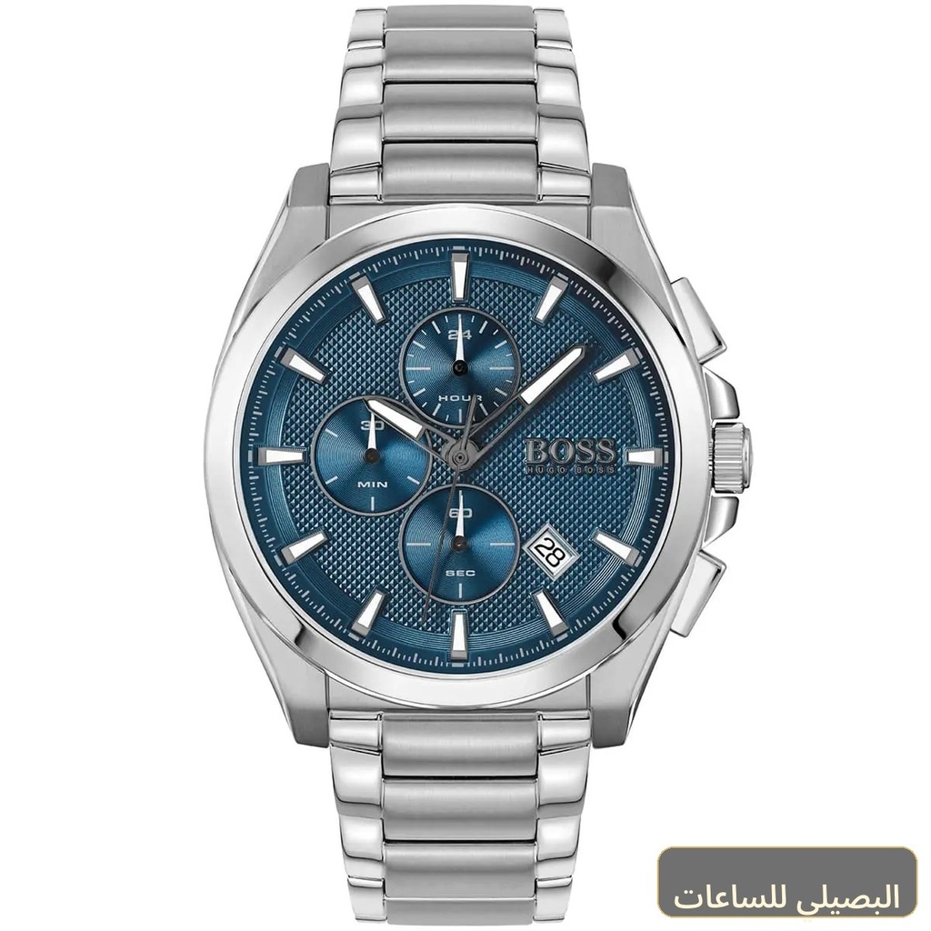 ساعة هوجو بوس جراند ماستر رجالي بسوار ستانلس ستيل فضي 1513884