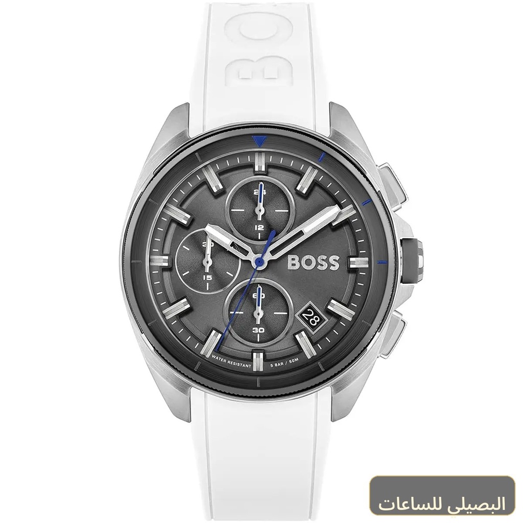 ساعة هوجو بوس فولان رجالي بسوار سيليكون أبيض 1513948