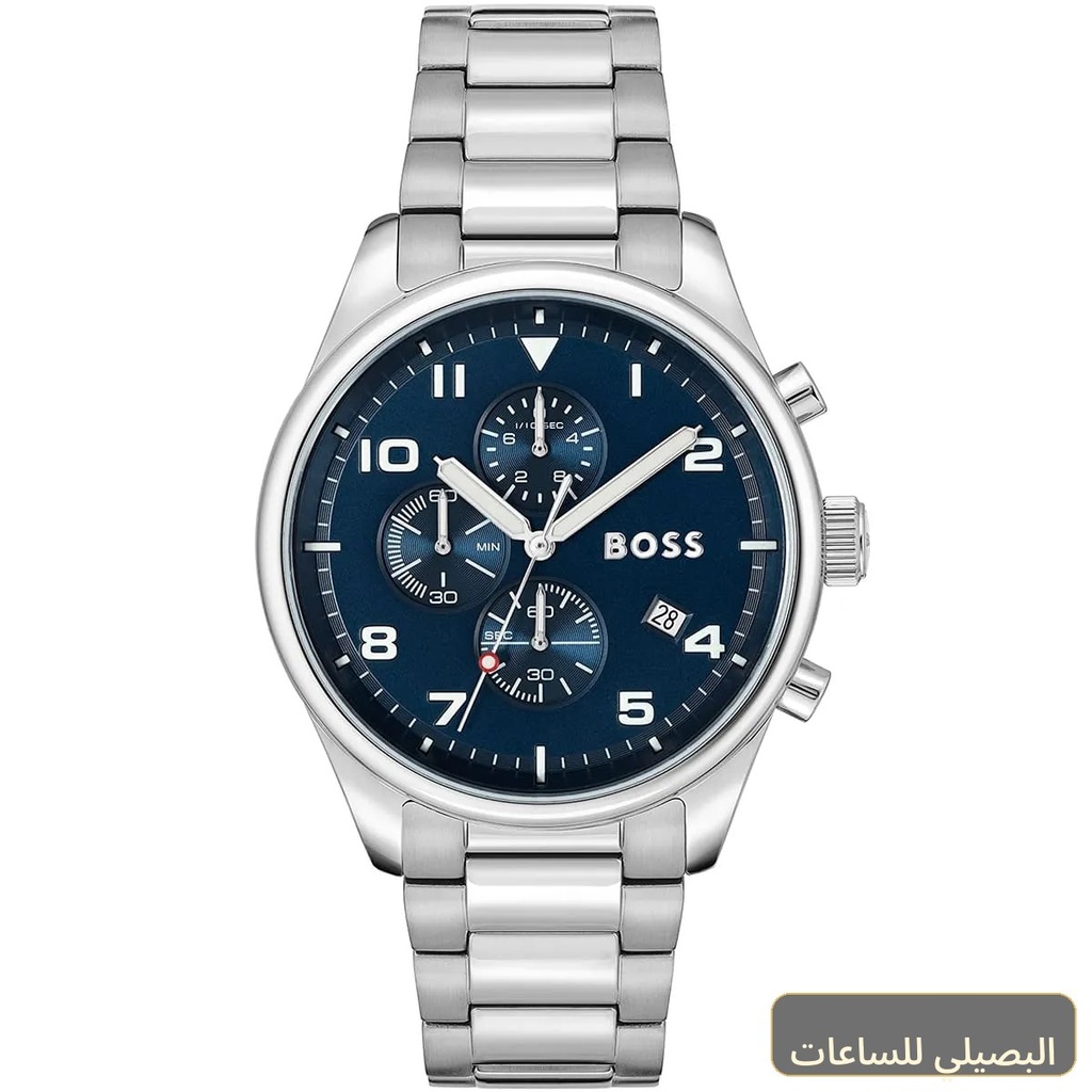 [56391] ساعة هوجو بوس فيو رجالي بسوار ستانلس ستيل فضي ومينا أزرق 1513989