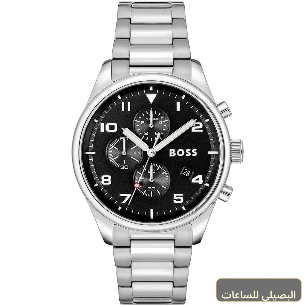 [56380] ساعة هوجو بوس فيو رجالي بسوار ستانلس ستيل فضي 1514008