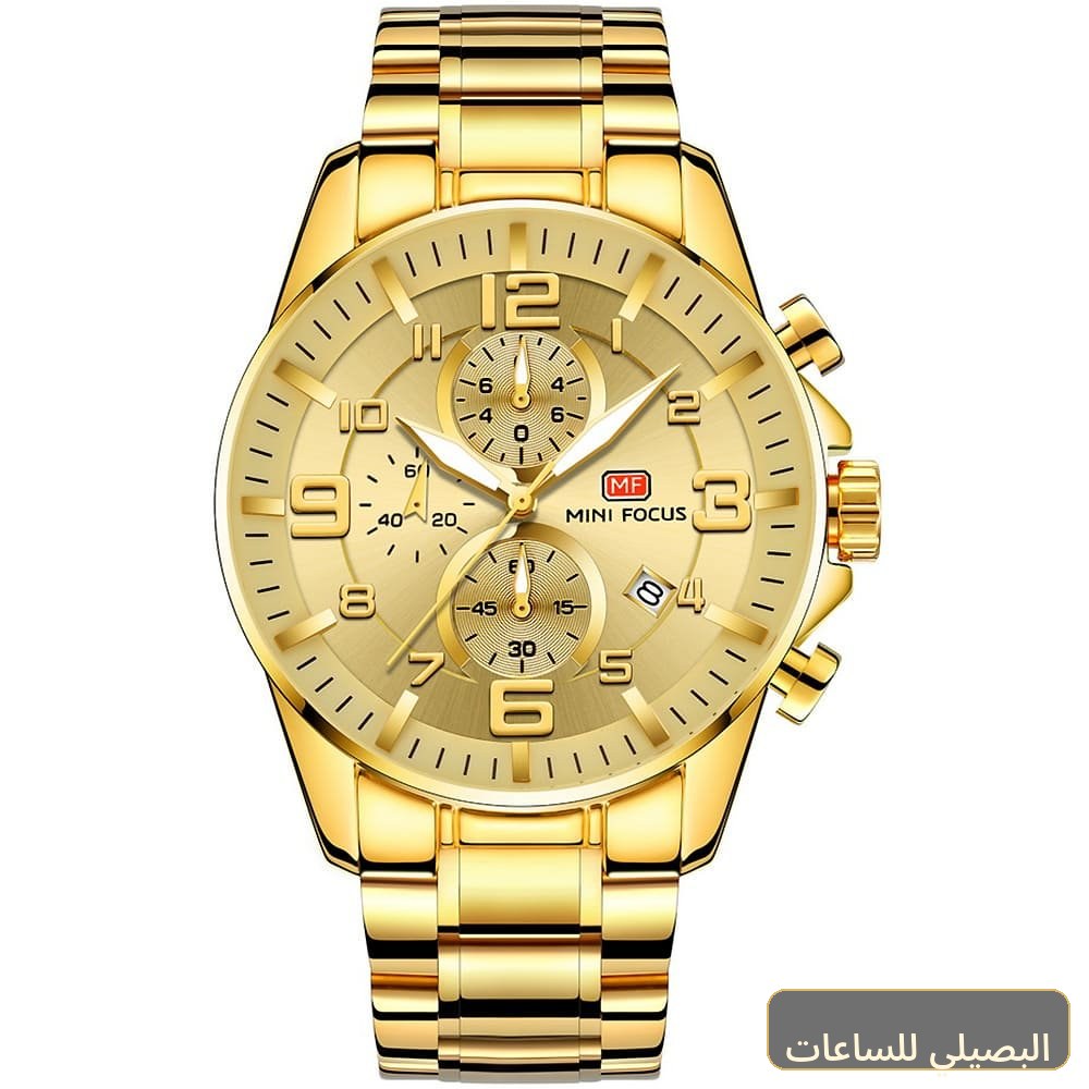 ساعة ميني فوكس للرجال MF0278G-03 بسير ومينا بلون ذهبي