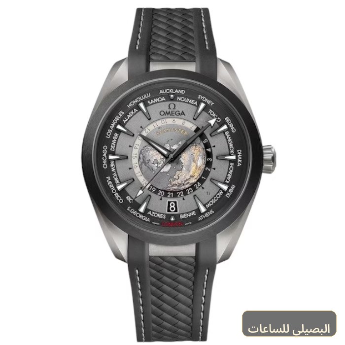 ساعة أوميجا سي ماستر بمينا سوداء وسوار مطاط أسود