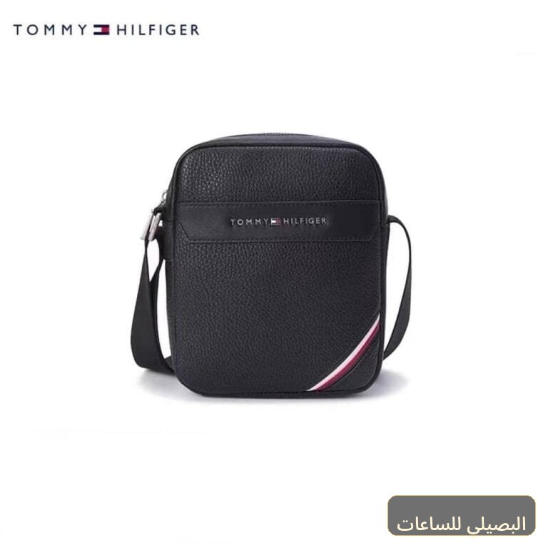 [50955] شنطة كروس رجالي جلد أسود من تومي هيلفيغر