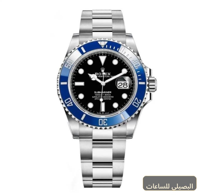 ساعة رولكس صب مارينر ميرور مينا أسود بفريم أزرق