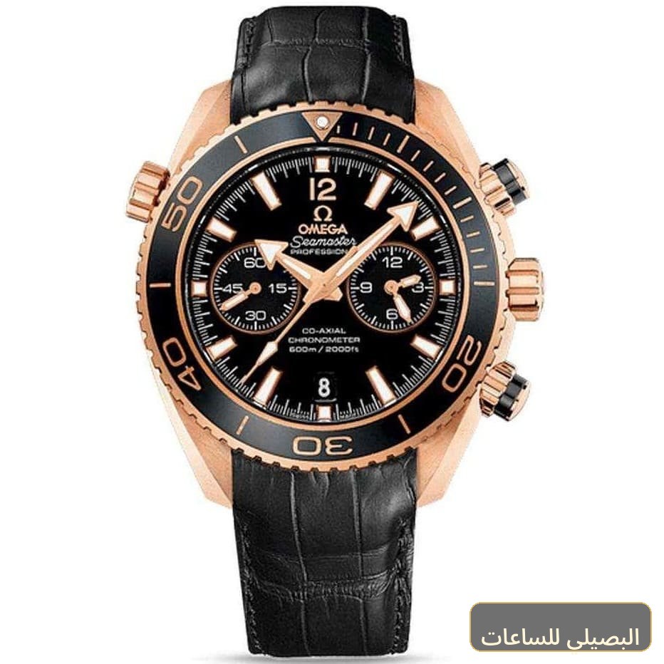 [OMGM-49610] ساعة أوميجا 007 بمينا سوداء وسوار جلد أسود مقاس 46 مم