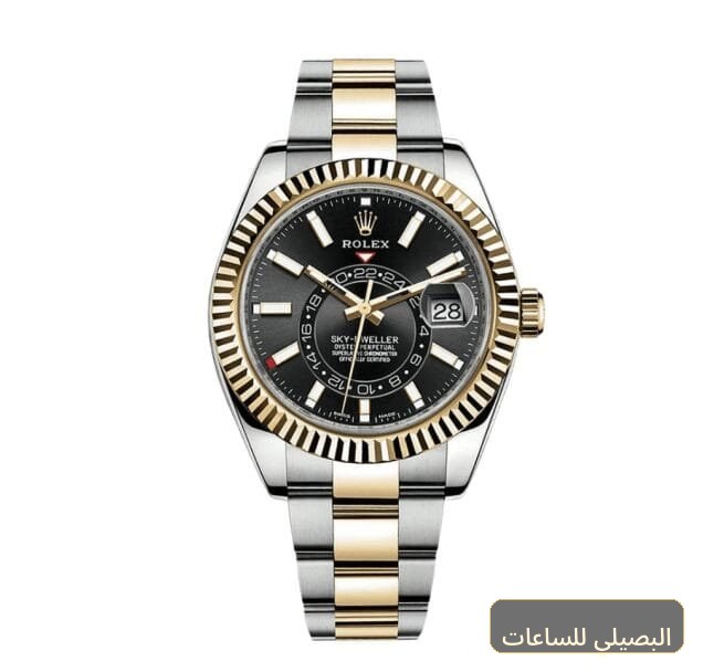 ساعة رولكس سكاي دويلر بمينا أسود وسوار فضي وذهبي