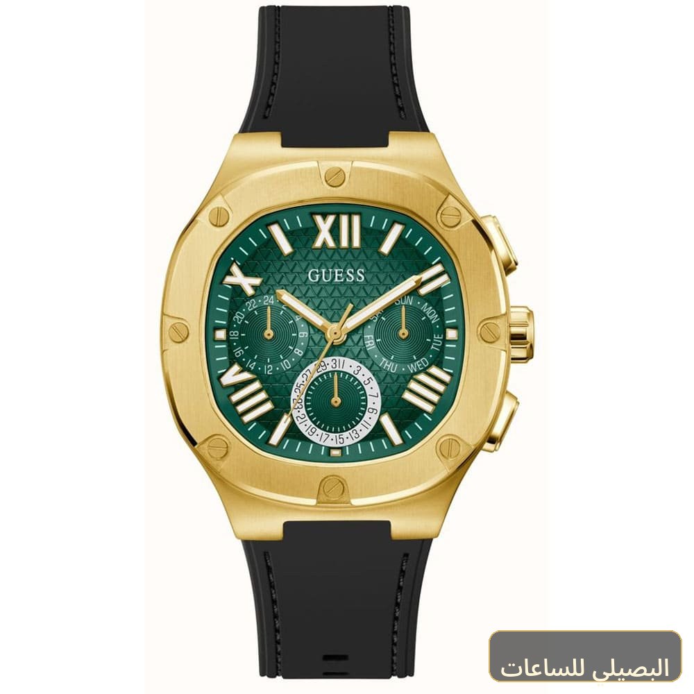 ساعة جيس هيد لاين للرجال GW0571G3 بسير مطاطي أسود ومينا أخضر