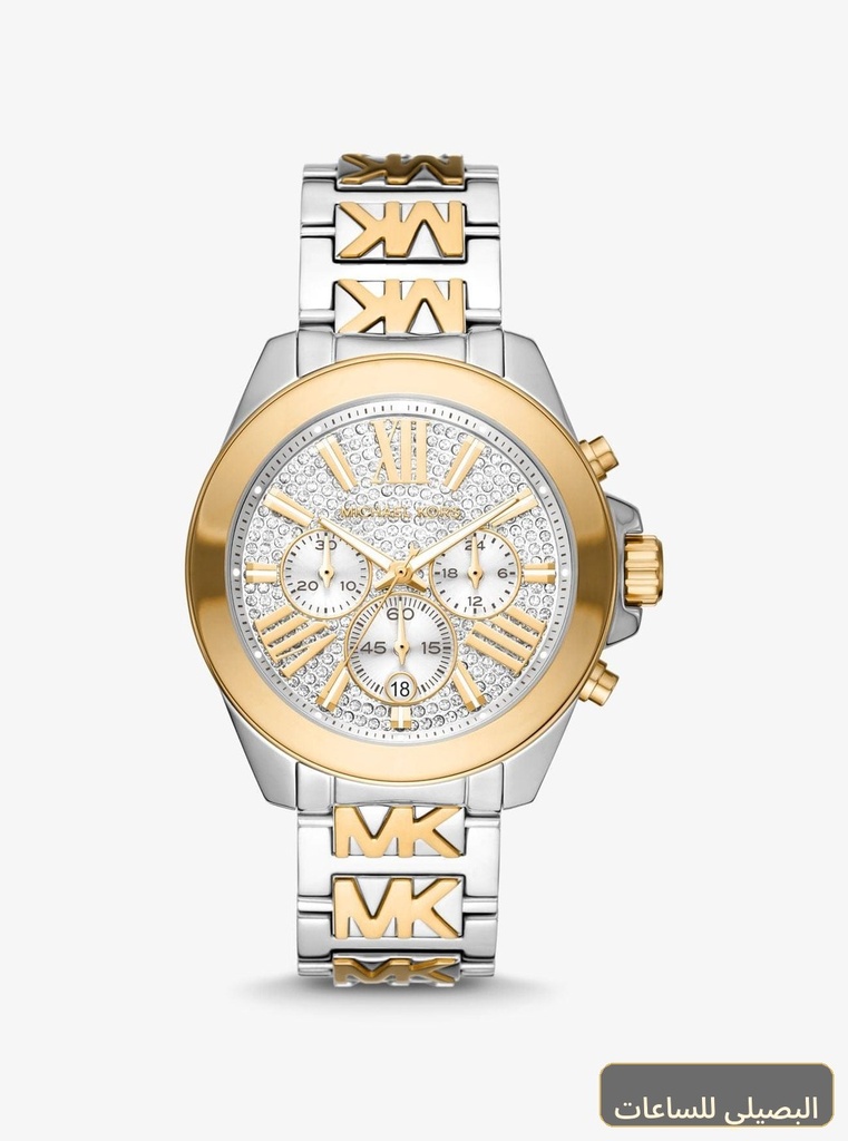 [47199] ساعة مايكل كورس للنساء بمينا فضية وسوار ذهبي MK6953
