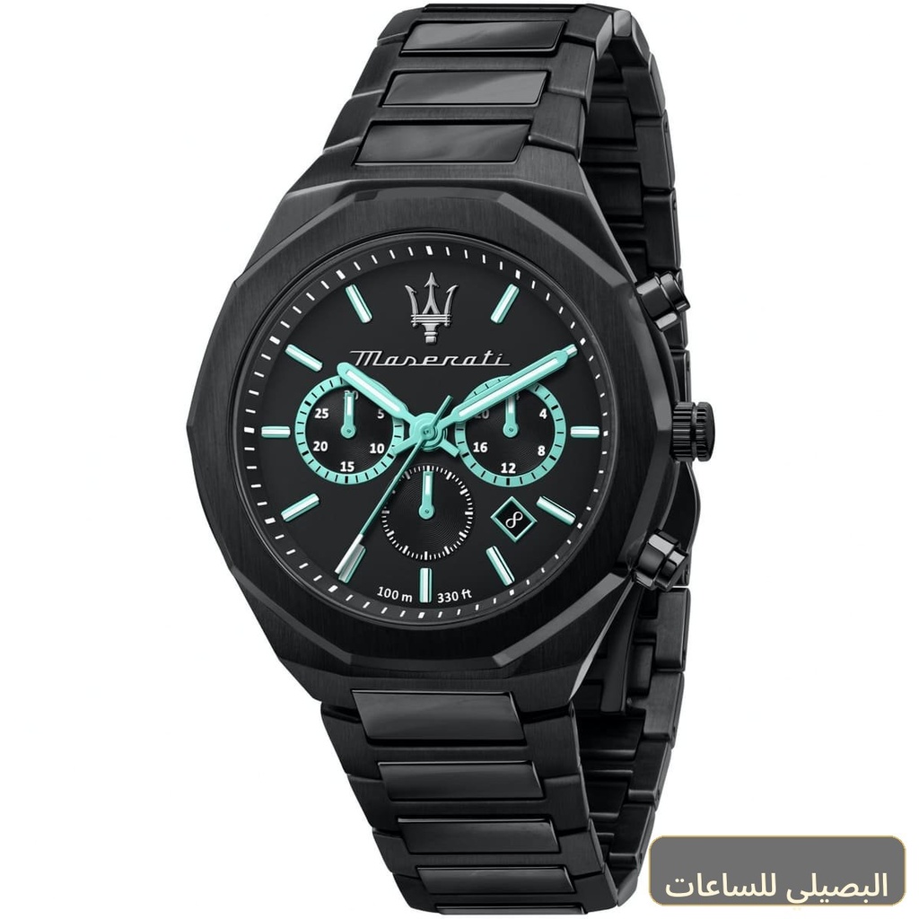 [47165] ساعة مازيراتي ستيل رجالي R8873644001 بسوار ستانلس ستيل أسود