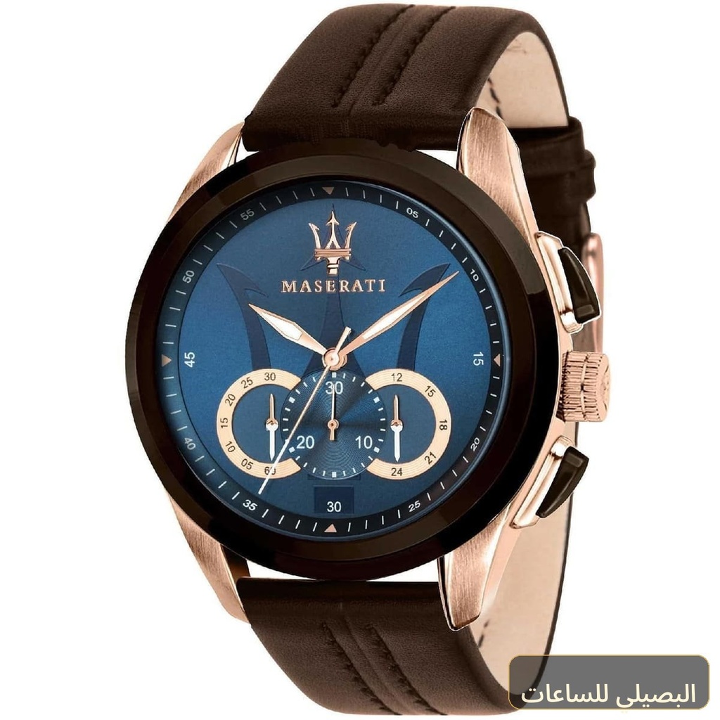 ساعة مازيراتي تراجواردو رجالي R8871612024 بسير جلد بني