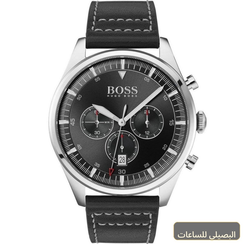[47018] ساعة هوجو بوس بايونير رجالي كرونوغراف بسير جلد أسود 1513708