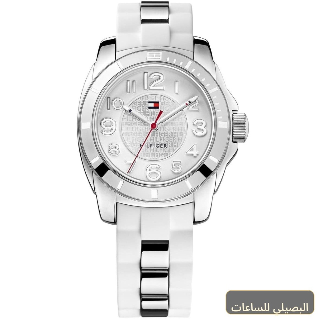 [45890] ساعة تومي هيلفيغر K2 للنساء 1781306 بمينا وسوار أبيض ونظام كوارتز