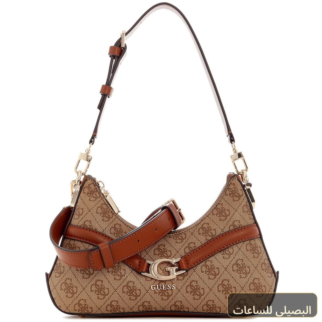 حقيبة كروسبودي نسائية من Guess بشعار جيس لاتيه ، لون بني فاتح ، رقم الموديل Hwsg7993730 Ltl