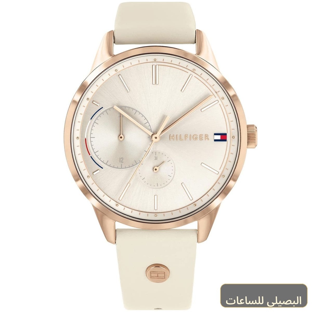 [45714] ساعة تومي هيلفيغر بروك للنساء 1782022 بسير جلد بيج