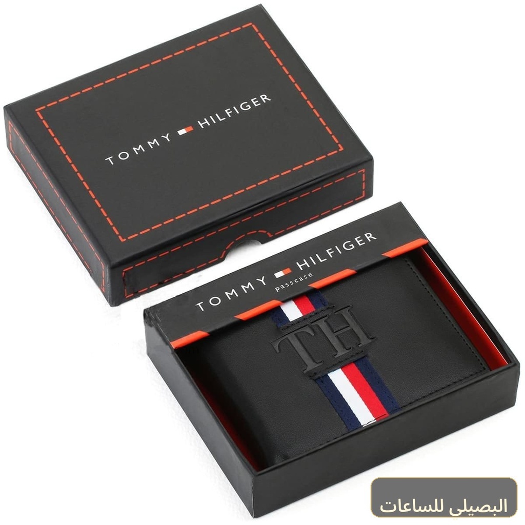 محفظة تومي هيلفيغر رجالي اسود جلد طبيعي