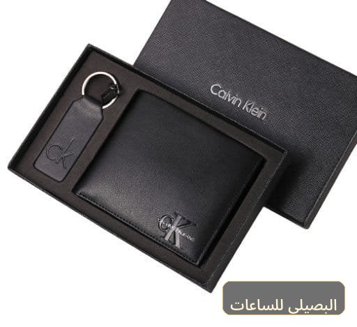 محفظة كالفن كلاين رجالي جلد طبيعي أسود أنيقة