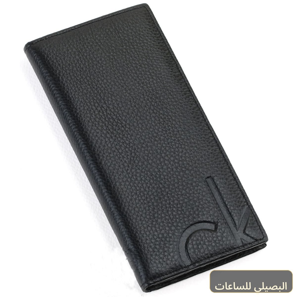 محفظة رجالي طويلة كالفن كلاين من الجلد الأسود الفاخر