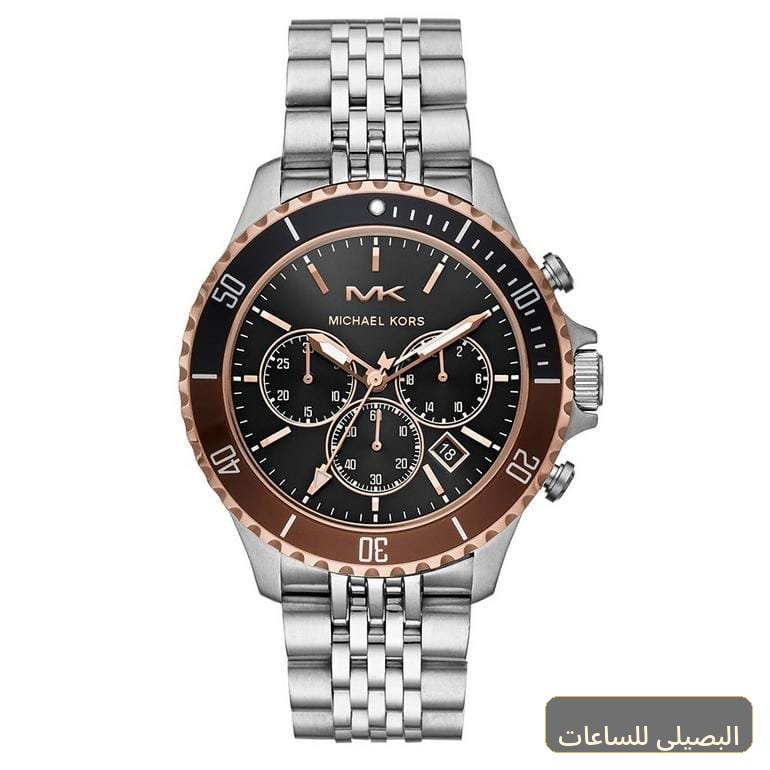 ساعة مايكل كورس بايفيل رجالي كرونوغراف فضي بمينا أسود MK8725