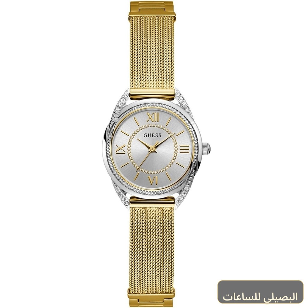 [W1084L2] ساعة جيس ويسبر للنساء W1084L2 بإطار فضي وسوار ذهبي