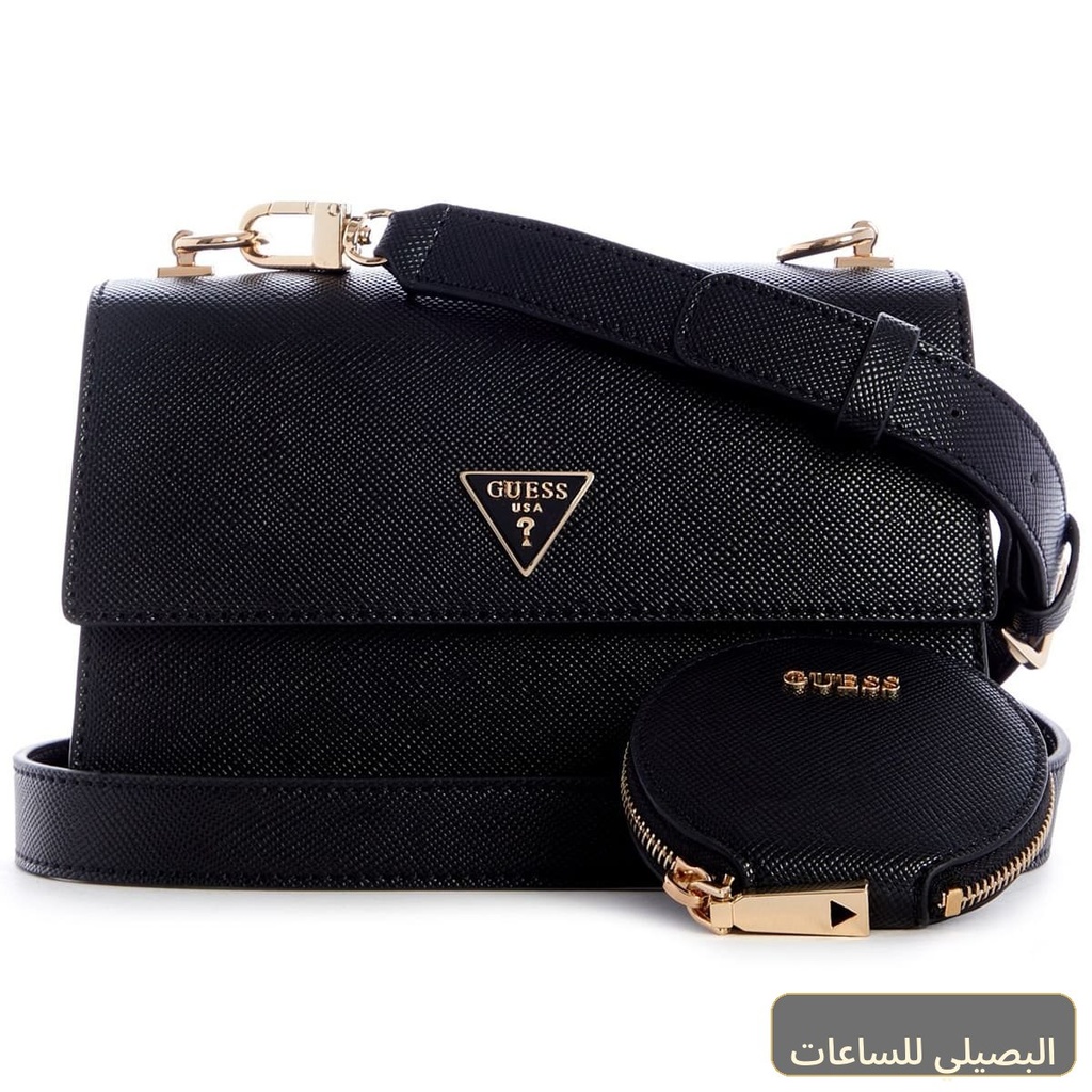 حقيبة كروس بودي نسائية سوداء من جيس مصنوعة من الجلد الفاخر