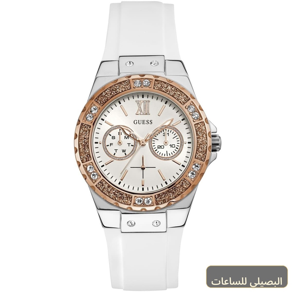 ساعة جيس لايم لايت للنساء W1053L2 بسوار مطاطي أبيض