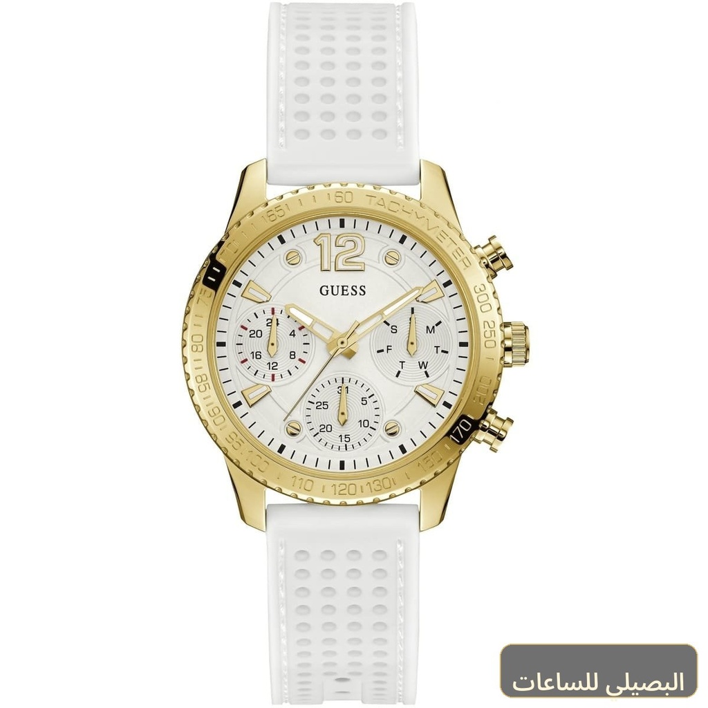 ساعة جيس مارينا للنساء W1025L5 بسوار مطاطي أبيض