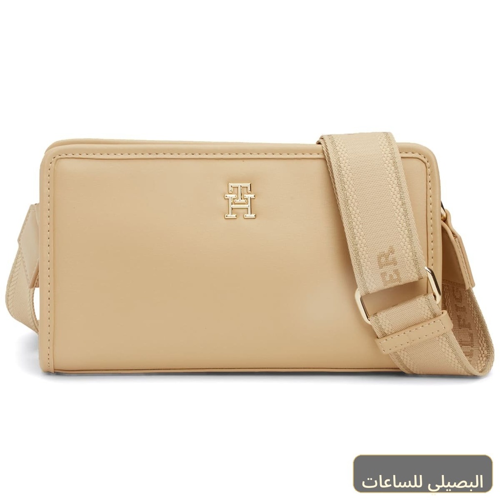[Z4051] حقيبة كروس بودي نسائية من تومي هيلفيغر باللون البيج جلد طبيعي
