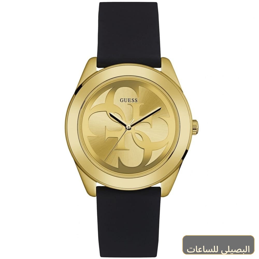 ساعة جيس جي تويست للنساء W0911L3 بسوار مطاطي أسود وإطار ذهبي