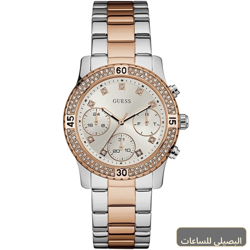 ساعة جيس كونفيتي للنساء W0851L3 بسوار ستانلس ستيل فضي ونحاسي