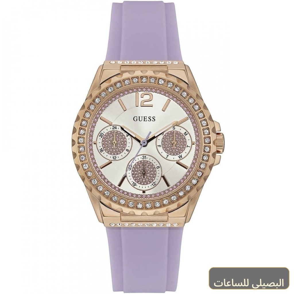 ساعة جيس ستار لايت للنساء W0846L6 بسوار مطاطي أرجواني