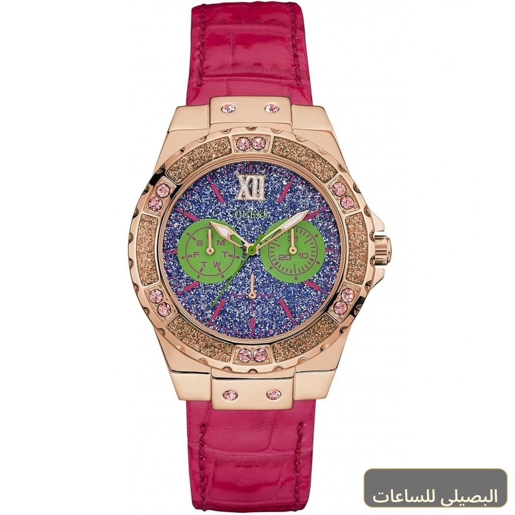 [W0775L4] ساعة جيس لايم لايت للنساء W0775L4 بحزام جلد أحمر زهري