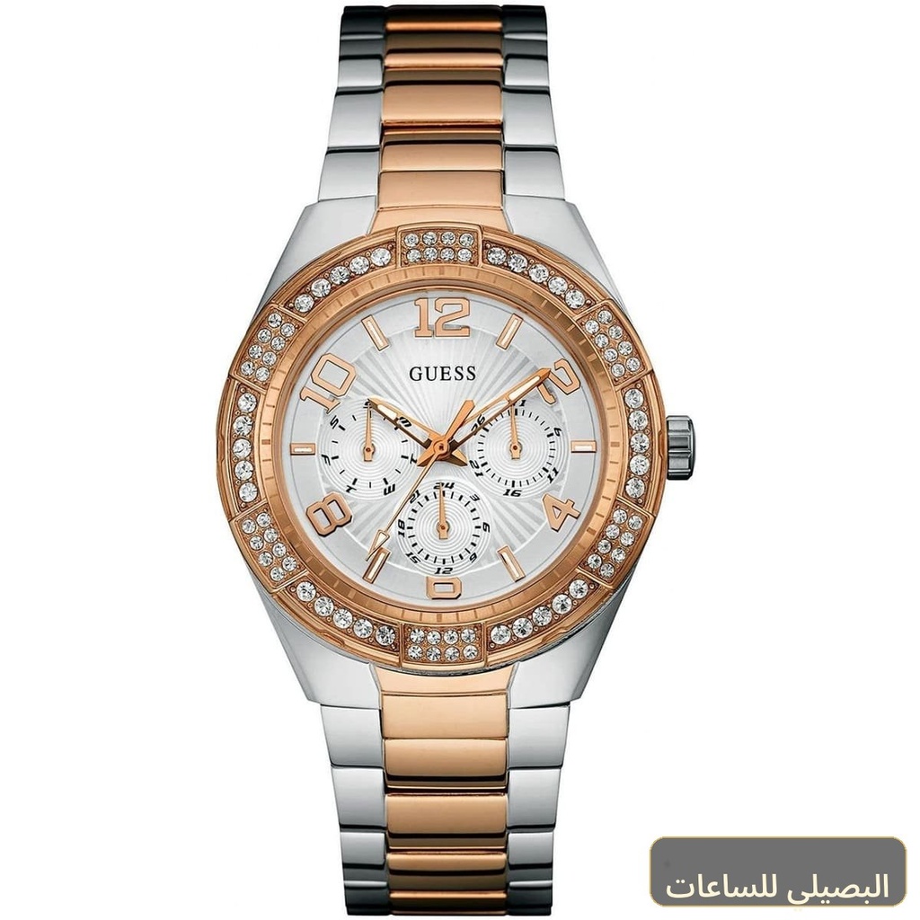 ساعة جيس لونا للنساء W0729L4 بسوار ستانلس ستيل فضي ونحاسي