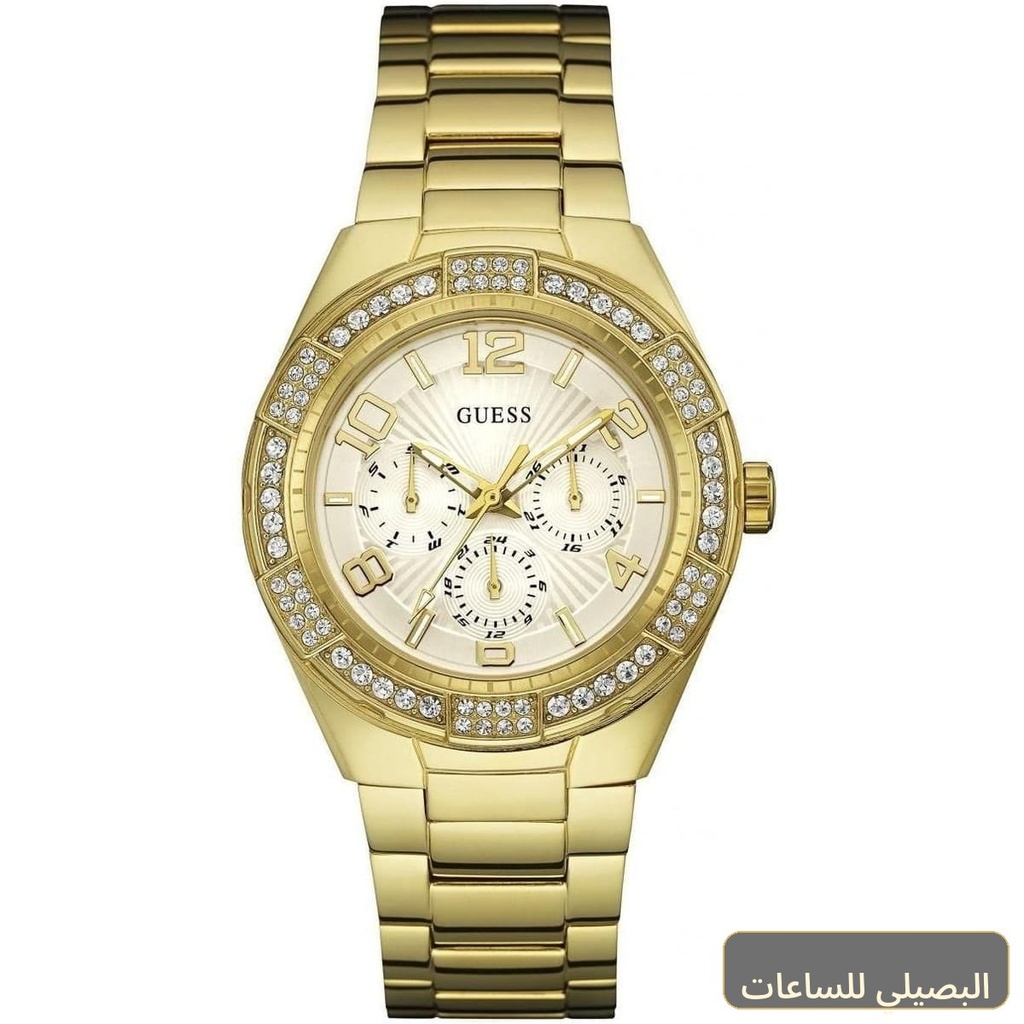 ساعة جيس لونا للنساء W0729L2 بسوار ستانلس ستيل ذهبي ومينا أبيض