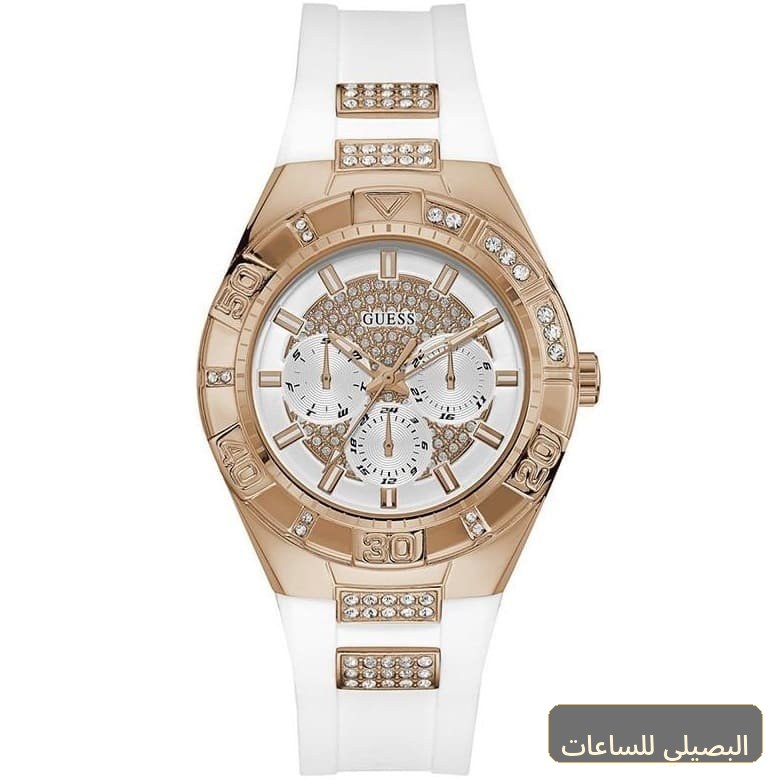 ساعة جيس لونا للنساء W0653L4 بسوار مطاطي أبيض