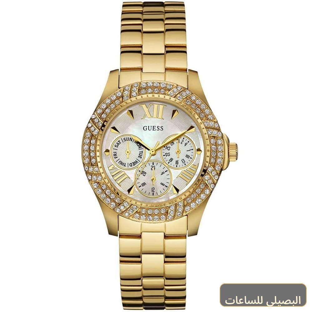 ساعة جيس شيمر للنساء W0632L2 بسوار ذهبي ومينا أبيض
