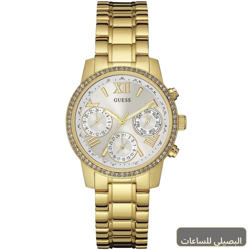 ساعة جيس ميني صن رايز للنساء W0623L3 بسوار ذهبي ومينا فضي