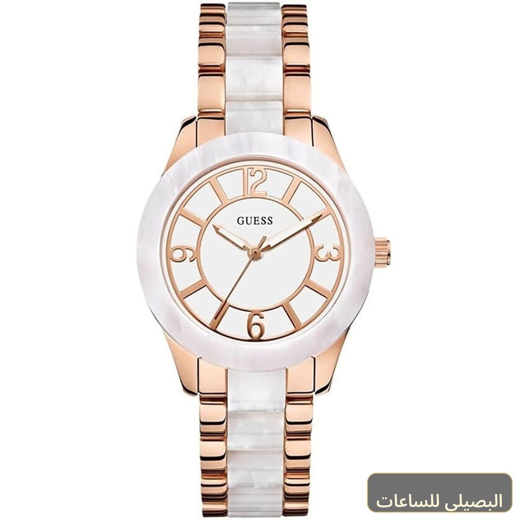 ساعة جيس جوديس للنساء W0074L2 بسوار ستانلس ستيل نحاسي وأبيض