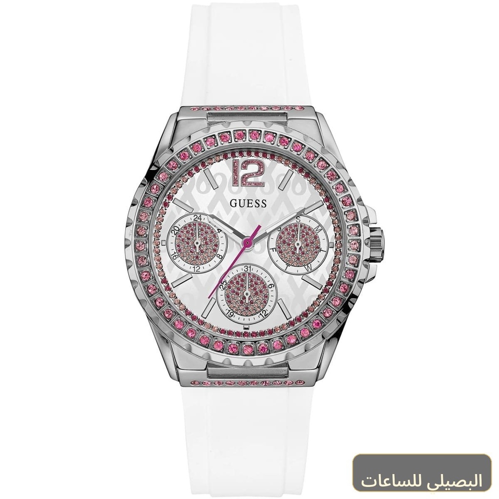 [W0032L6] ساعة جيس سباركلينج للنساء W0032L6 بسوار مطاطي أبيض