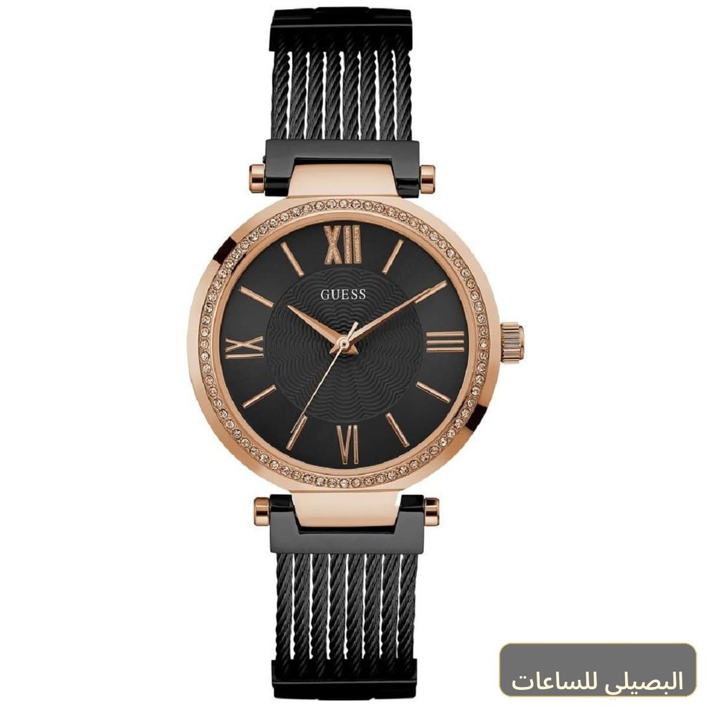ساعة جيس سوهو للنساء U0638L5 بسوار ستانلس ستيل أسود