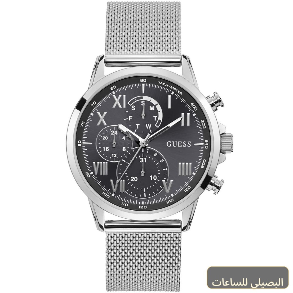ساعة جيس بورتر للرجال W1310G1 بمينا أسود وسوار فضي من الستانلس ستيل