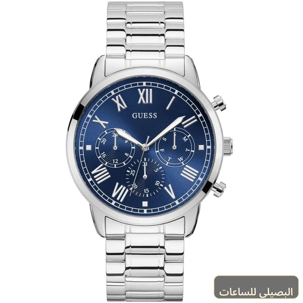 ساعة جيس هندريكس للرجال W1309G1 بمينا أزرق وسوار فضي من الستانلس ستيل