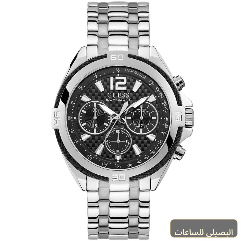 ساعة جيس سيرج للرجال W1258G1 بمينا أسود وسوار فضي معدني