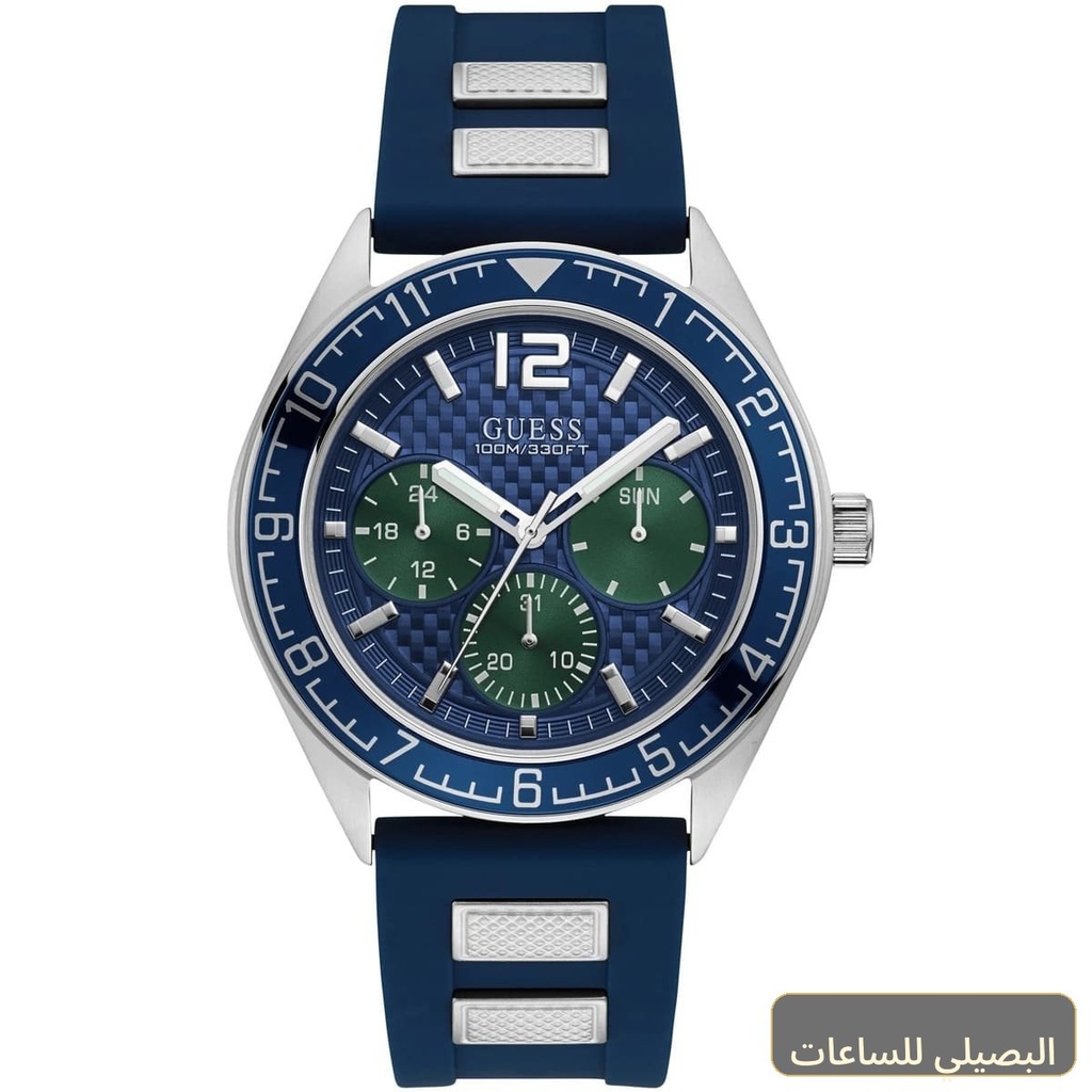 ساعة جيس باسيفيك للرجال W1167G1 بسير مطاطي أزرق ومينا أزرق